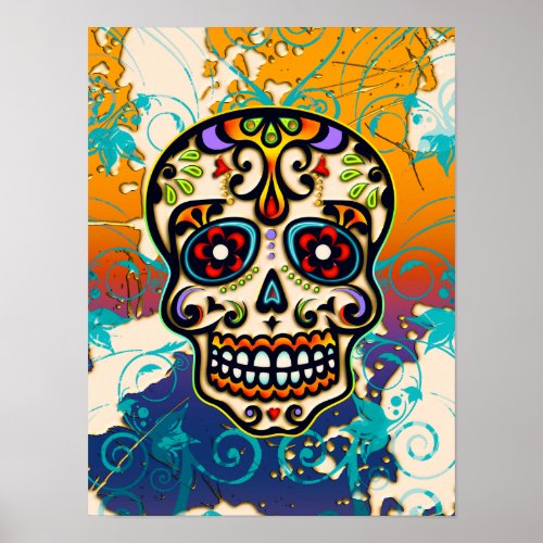 Mexican Sugar Skull Day of the Dead Poster