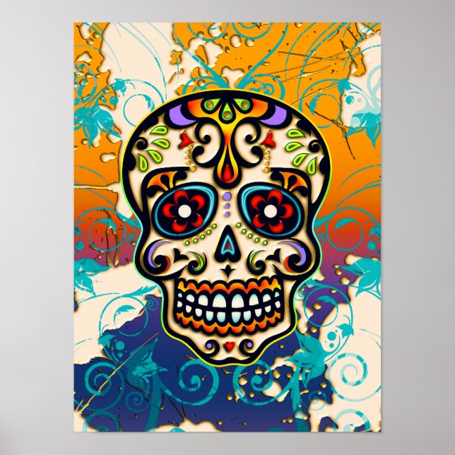 Mexican Sugar Skull, Day of the Dead Poster (Front)