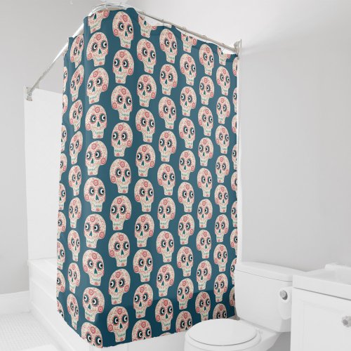 Mexican Sugar Skull Day of the Dead Shower Curtain