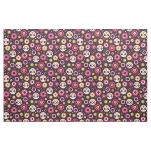 Mexican Sugar Skull Floral Pattern Fabric