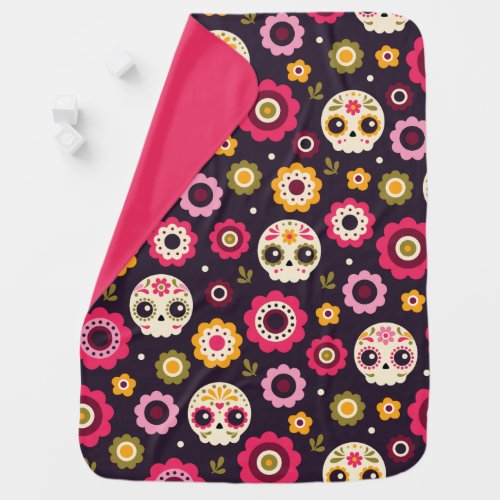 Mexican Sugar Skull Floral Pattern Swaddle Blanket
