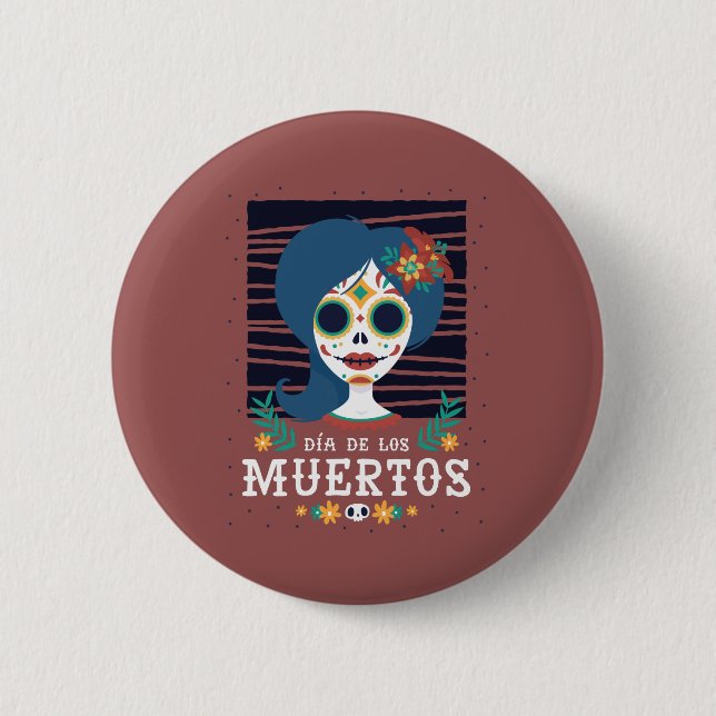 Mexican Sugar Skull Girl Button (Front)