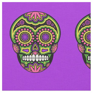 Mexican Sugar Skull Pattern Day Of The Dead Fabric