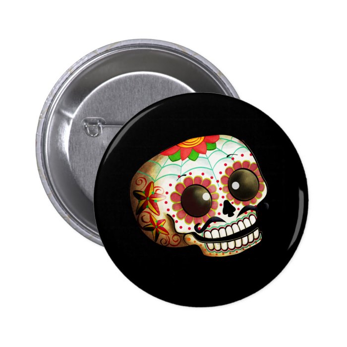 Mexican Sugar Skull Pinback Buttons