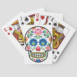 Mexican sugar skull, Polish folk art style Poker Cards