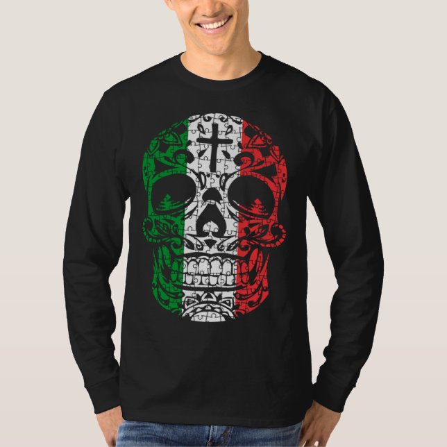 Mexican Sugar Skull Pride Calavera Day Dead Cinco  T-Shirt (Front)