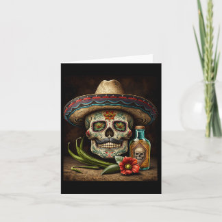 Mexican Sugar Skull Tequila Sombrero Cinco De Mayo Card