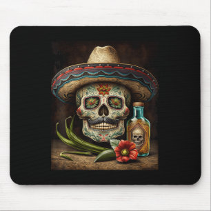 Mexican Sugar Skull Tequila Sombrero Cinco De Mayo Mouse Pad