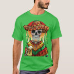 Mexican Sugar Skull with Sombrero and Beer Cinco D T-Shirt