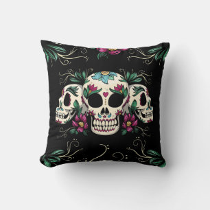 Mexican Sugar Skulls  Throw Pillow