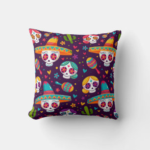 Mexican Sugar Skulls  Throw Pillow