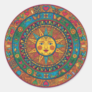 Mexican Sun Magnet Classic Round Sticker