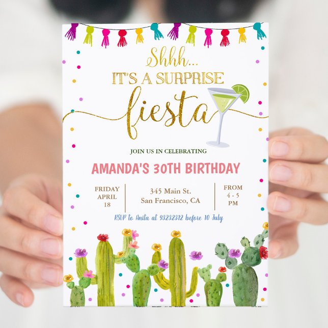 Mexican Surprise Fiesta Cactus Birthday Party Invitation (Creator Uploaded)