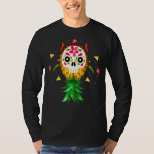 Mexican Swinger Upside Down Pineapple Sugar Skull  T-Shirt
