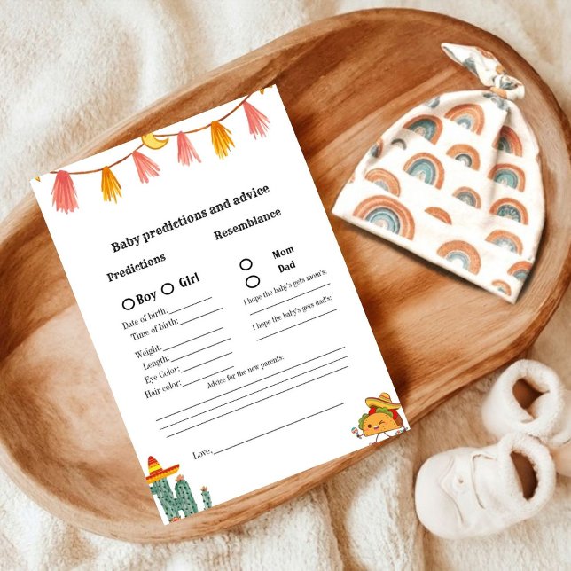 Mexican Taco baby prediction Baby Shower game Card (Creator Uploaded)