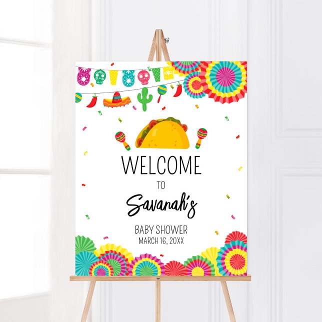 Mexican Taco 'Bout A Baby Welcome Poster (Cinco de Mayo Baby Shower Welcome Sign)