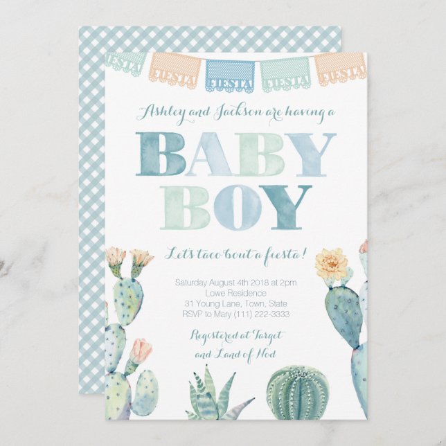 Mexican Taco Bout a Fiesta Baby Shower for Boy Invitation (Front/Back)