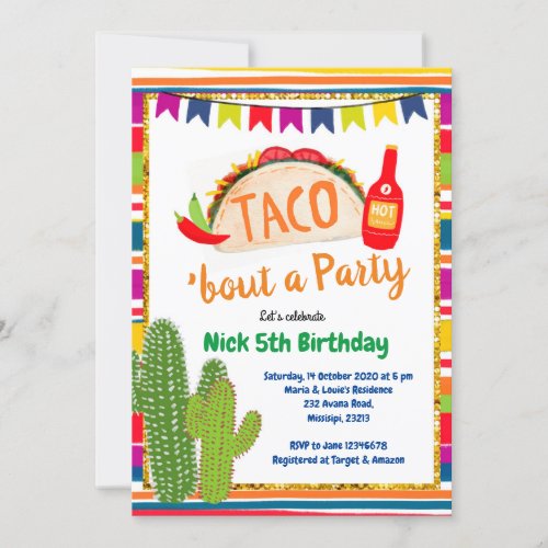 Mexican Taco Bout a Party Birthday Invitation
