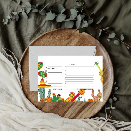 Mexican taco bout bridal shower recipe request  enclosure card