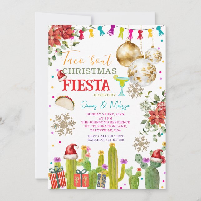 Mexican Taco 'bout Christmas Fiesta Holiday Party Invitation (Front)