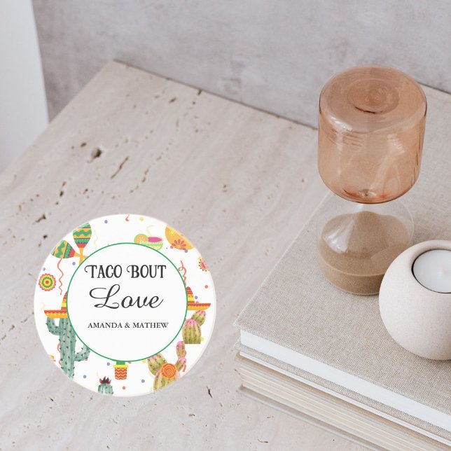 Mexican Taco Bout Love Bridal Shower Party Favor Coaster (Creator Uploaded)