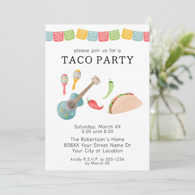 Mexican Taco Night Party Invitation (Standing Front)