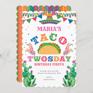 Mexican, Taco party fiesta, Taco Twosday, Girl 2nd Invitation