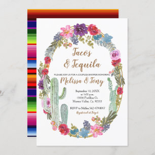 Mexican Tacos and Tequila Cactus Couples Shower Invitation