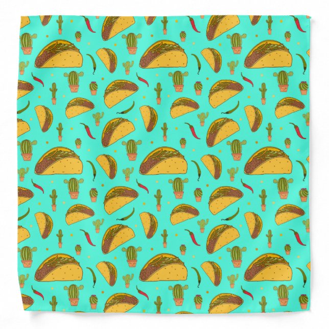Mexican Tacos Chilli Cactus Blue Restaurant Chef Bandana (Front)