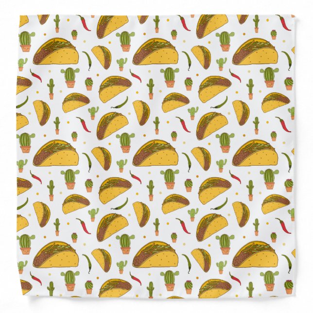 Mexican Tacos Chilli Food and Cactus Chef Bandana (Front)