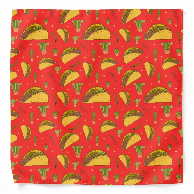Mexican Tacos Chillies Patterned Restaurant Chef Bandana (Front)