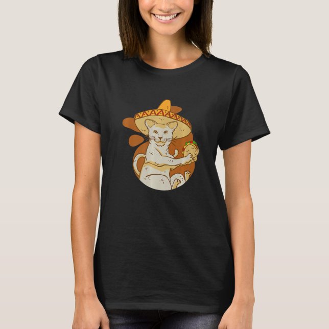 mexican tacos yammy sombrero cat   T-Shirt (Front)