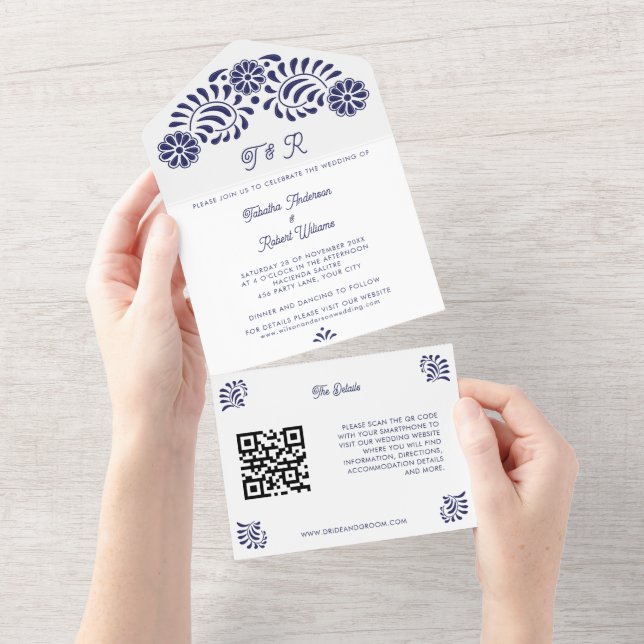 Mexican Talavera All in One with QR Invitation (Tearaway)