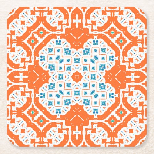 Mexican Talavera Antique Ceramic Seamless Square Paper Coaster