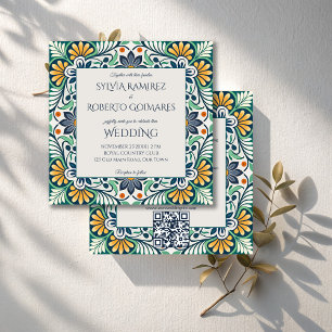 Mexican Talavera Azulejo elegant wedding with RSVP Invitation