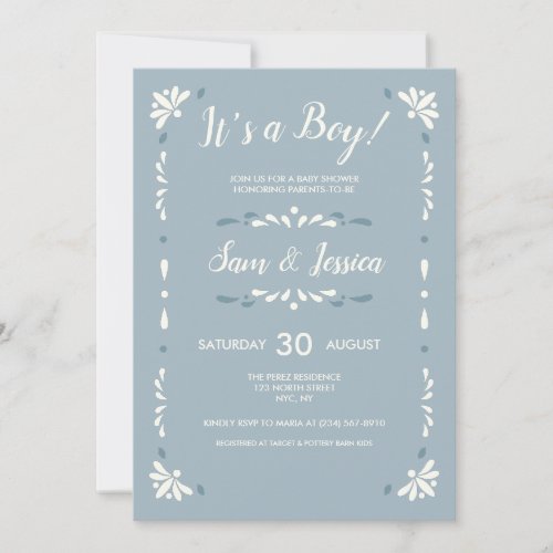 Mexican Talavera Baby Boy Invitation