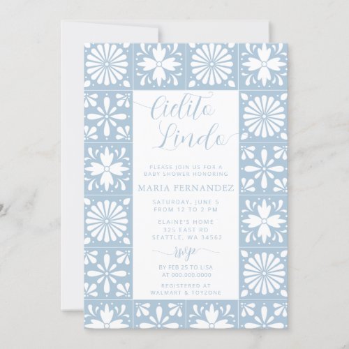 Mexican Talavera Blue Cielito Lindo Baby Shower Invitation