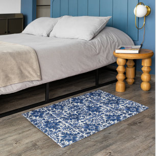 Mexican Talavera Blue White Tiles Rug