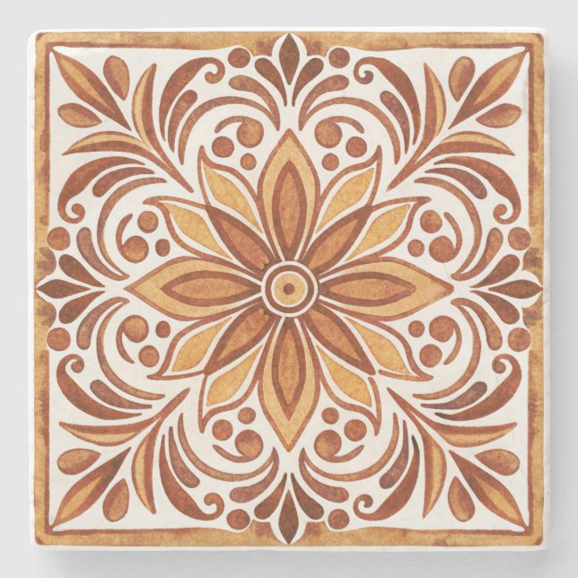 Mexican Talavera brown elegant wedding favors Stone Coaster (Front)
