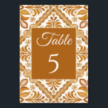 Mexican Talavera brown elegant wedding Table Number<br><div class="desc">Mexican Talavera terracotta brown elegant wedding table number cards,  wedding table numbers,  talavera wedding table number cards,  shades of brown talavera wedding reception table decor</div>