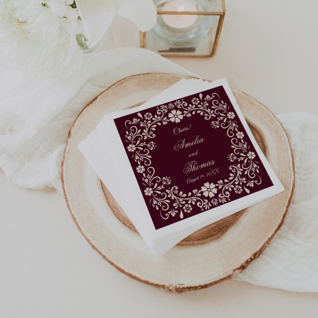 Mexican Talavera Deep Red Wedding  Napkins (Creator Uploaded)