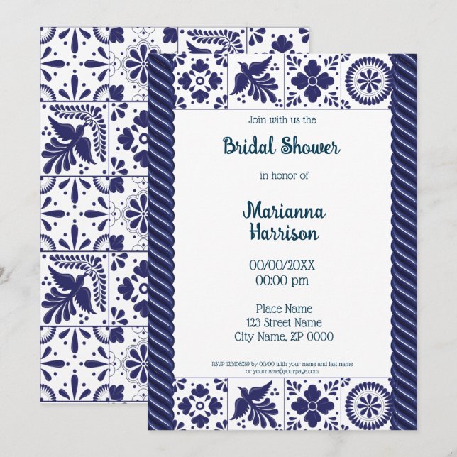Mexican Talavera Design Bridal Shower Invitation (Front/Back)