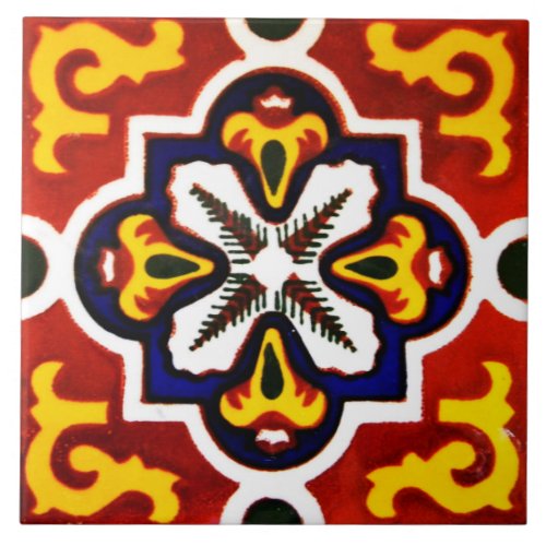 Mexican Talavera Design Ceramic Photo Tile