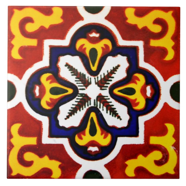 Mexican Talavera Design Ceramic Photo Tile (Front)