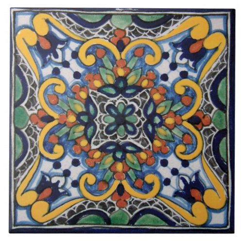Mexican Talavera Design Ceramic Photo Tile