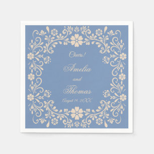 Mexican Talavera Dusty Blue Wedding Napkins