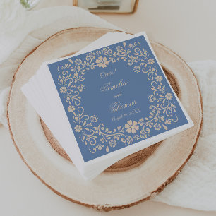 Mexican Talavera Dusty Blue Wedding  Napkins