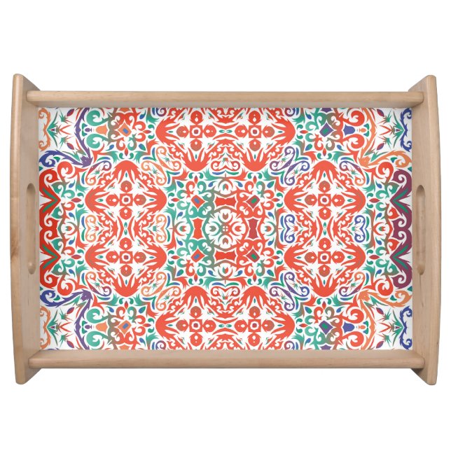 Mexican Talavera: Ethnic Tile Collage. Serving Tray (Front)