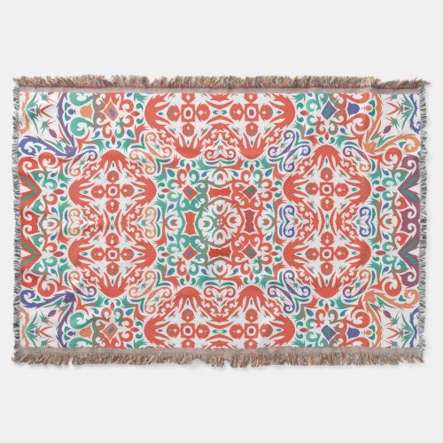 Mexican Talavera Ethnic Tile Collage Throw Blanket