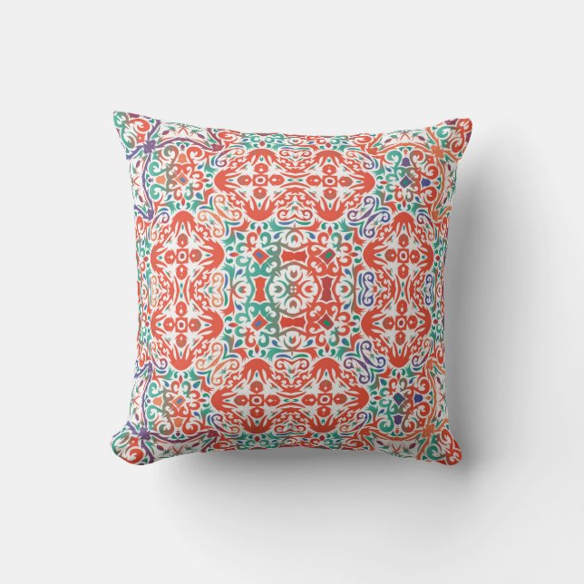 Mexican Talavera: Ethnic Tile Collage. Throw Pillow (Front)
